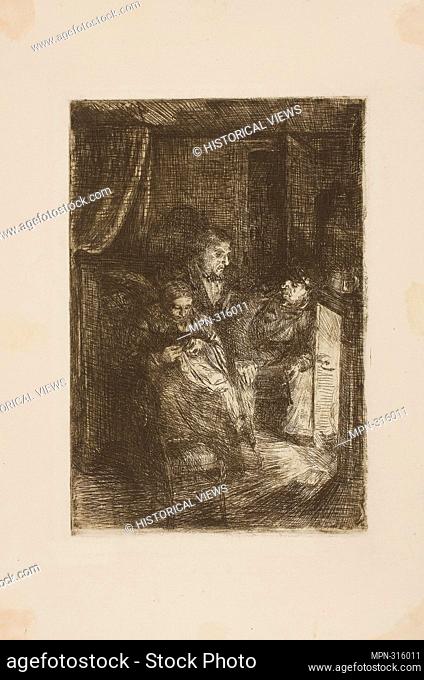 Author: Alphonse Legros. Fireside - Alphonse Legros French, 1837-1911. Etching on ivory laid paper. 1857 - 1911. France