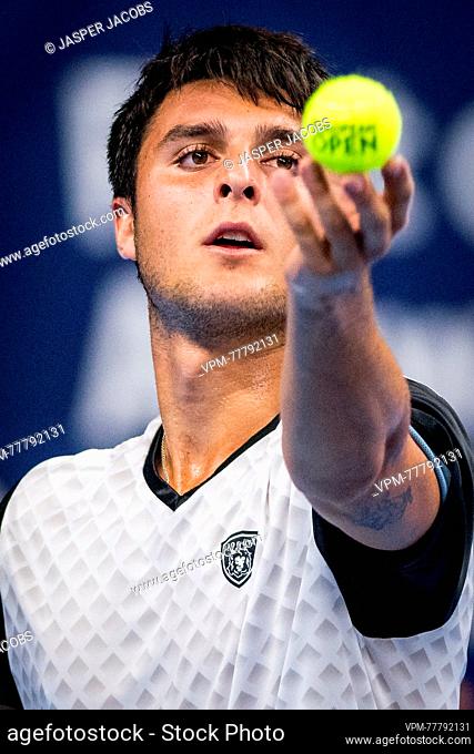 Pablo Llamas Ruiz pictured in action during a qualifications match for the European Open Tennis ATP tournament, in Antwerp, Sunday 15 October 2023