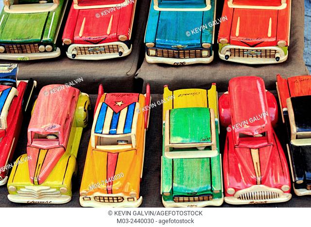 Artist made models of 1950's era American cars common in Cuba Cienfuegos Cuba