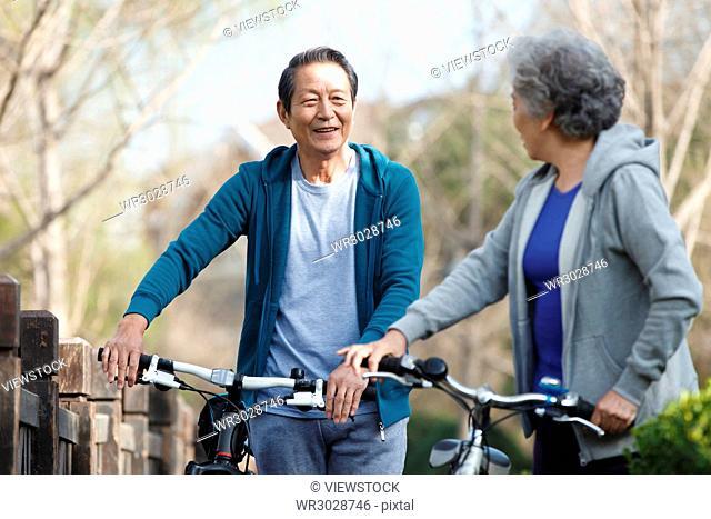 Outdoor riding bicycle for old couple