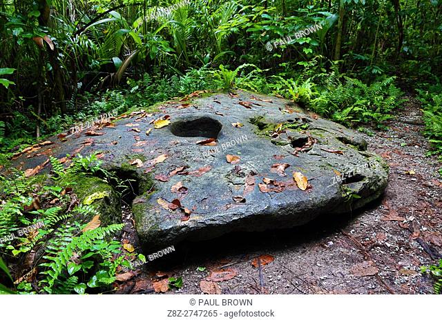 Stone money rock formation, Carp Island, Republic of Palau, Micronesia, Pacific Ocean
