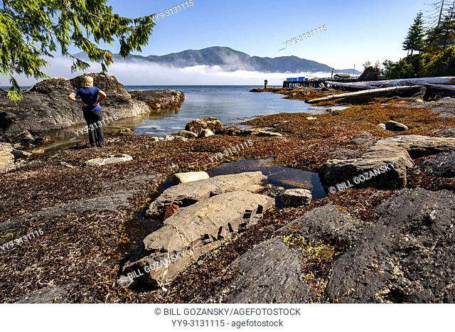 Rocky coastline view at Port Renfrew, Vancouver Island, British Columbia, Canada