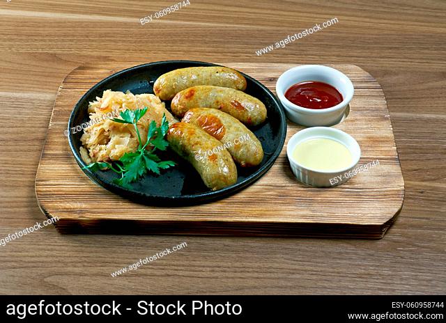 roasted Sausages homemade Kupati. Georgian sausage that is made from Chicken. It is popular in the Caucasus region