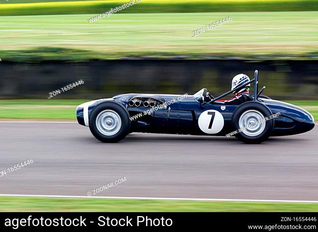 GOODWOOD, WEST SUSSEX/UK - SEPTEMBER 14 : Vintage Racing at Goodwood on September 14, 2012. One unidentified person