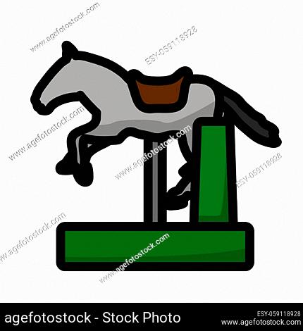 Horse Machine Icon. Editable Outline With Color Fill Design. Vector Illustration