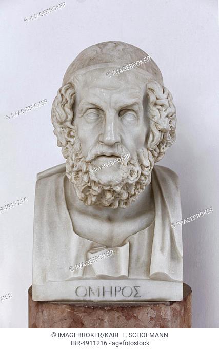 Bust of the Greek poet Homer, Achilleion Palace, Gastouri, Corfu Island, Ionian Islands, Greece, Europe