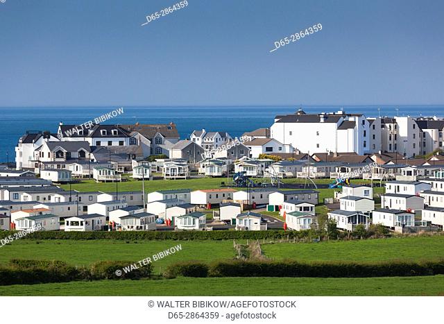 UK, Northern Ireland, County Antrim, Portballintrae, elevated town view
