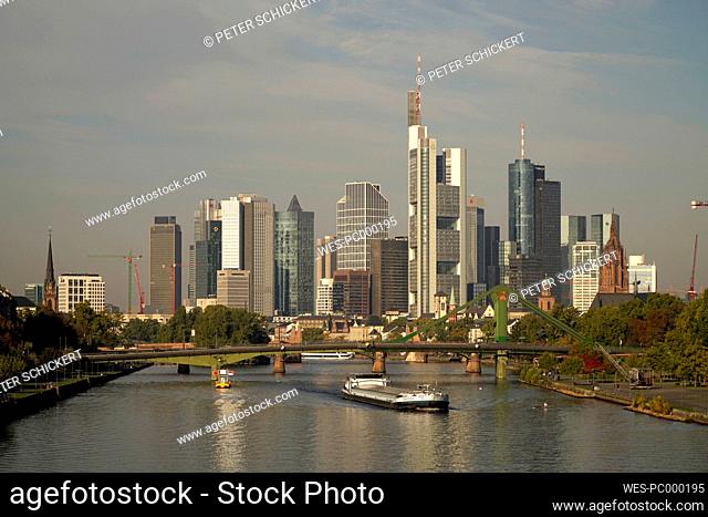 Germany, Frankfurt, financial district and Main river