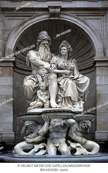 Albrecht fountain sculpture, unveiled in 1869, male symbolic of Danube, woman symbolic of Vienna, Albertina Museum, Vienna, Austria