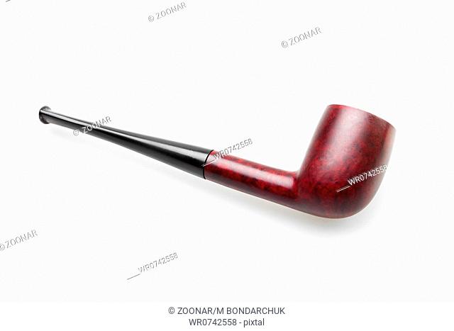 wooden smoking tobacco pipe isolated on white