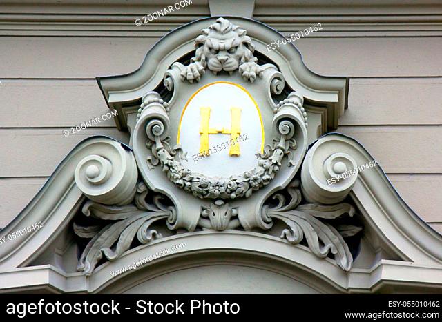 Monogram (initials of name) on the coat of arms, Prague