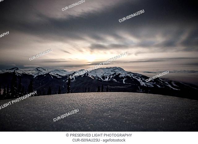 Surface level view on snow, The Black Tusk, Garibaldi Provincial Park, British Columbia, Canada