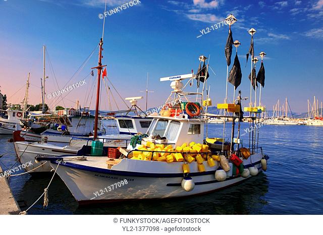Local fishing boats in the port of Aegina, Greek Saronic Islands
