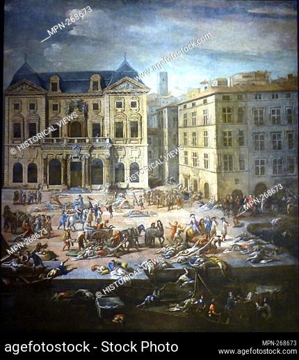 Vue de l'hôtel de ville pendant le peste de 1720 (View of City Hall during the plague of 1720). Painting by Michel Serre (1721)