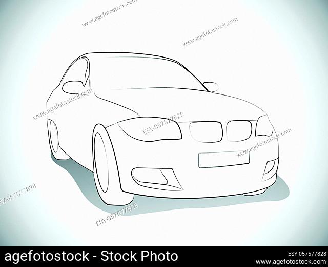 Vector Outlines of sport car back view. Vector illustration