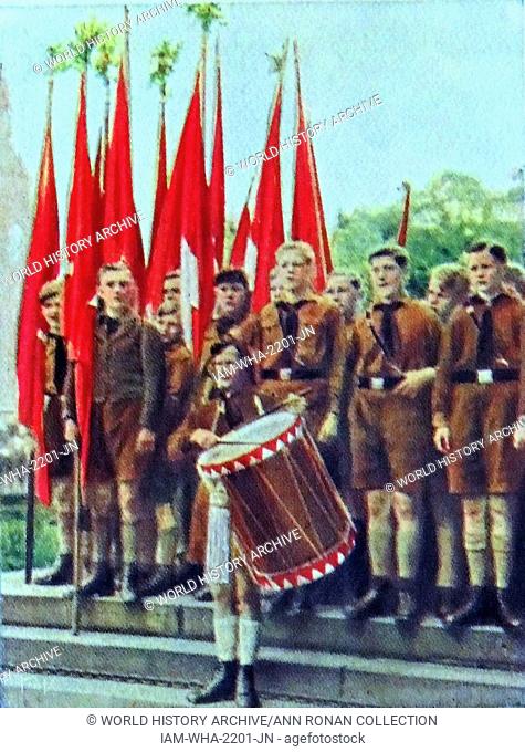 Hitler Youth troop marching circa 1933