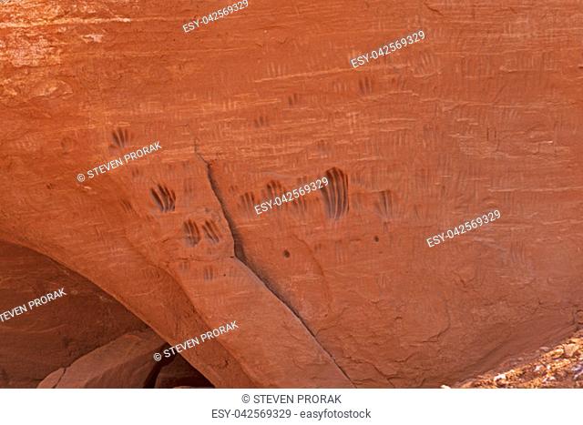 Hand Print Weathering on a Red Rock Wall in Kodachrome Basin State Park in Utah