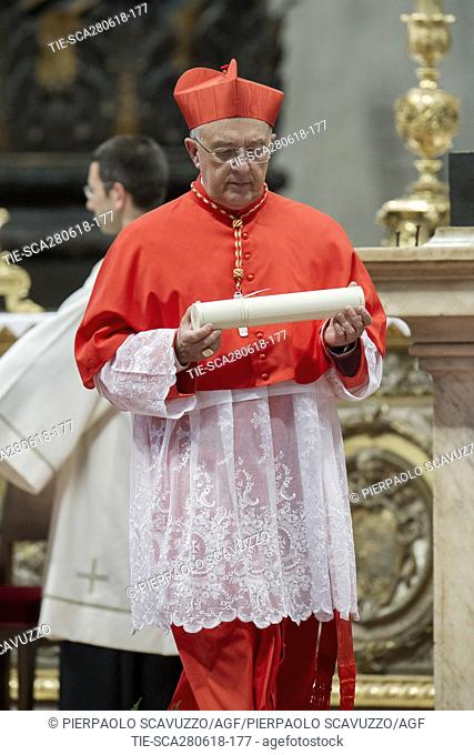 Cardinal Aquilino Bocos Merino during the Ordinary Concistory, St. Peter Basilica, Vatican City, ITALY-28-06-2018   Journalistic use only