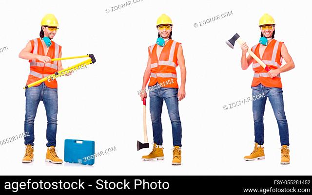 Industrial worker isolated on white