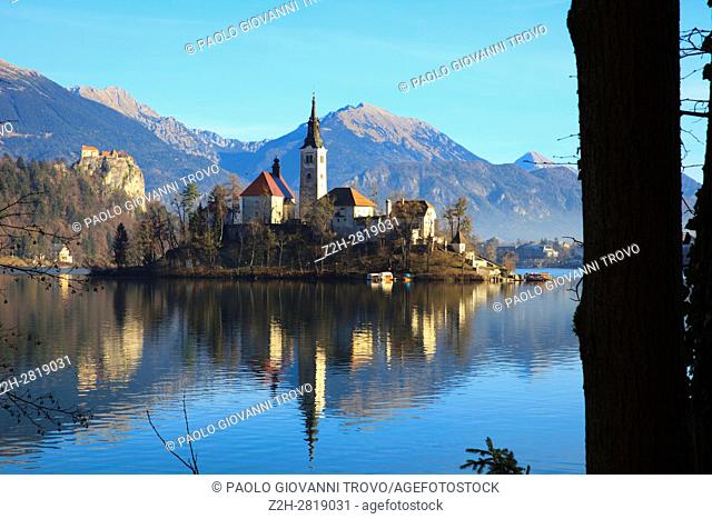 Slovenia, Lake Bled and Santa Maria Church