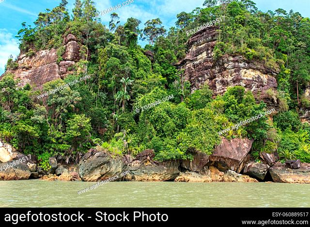 Geologically interesting sandstone rock formation at Bako National Park on Borneo. The park with its rich biodiversity and multiple biomes is also famous for...