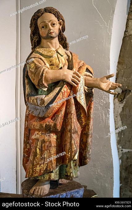 Saint John at Calvary, polychrome wood carving, 16th century, comes from the altarpiece of the Virgen del Val, Church of San Bartolomé, Atienza