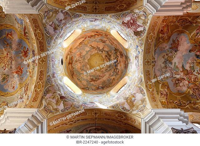 Interior view, dome with frescoes, Mariatrost Basilica pilgrimage church, Graz, East Styria, Styria, Austria, Europe