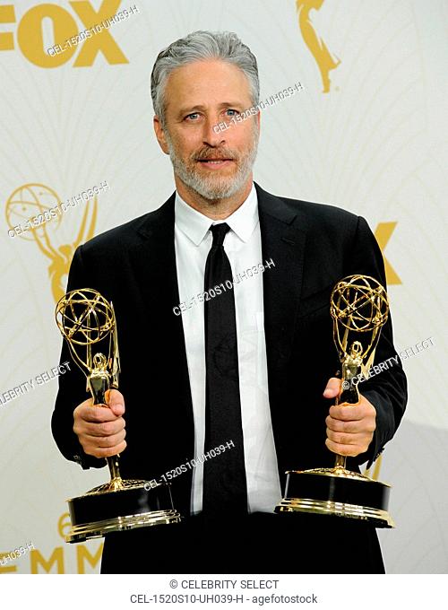 Jon Stewart, winner of Outstanding Variety Talk Series and Outstanding Writing for a Variety Series for 'The Daily Show with Jon Stewart' in the press room for...