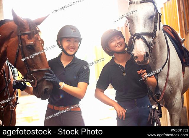 Happy the sisters and horses