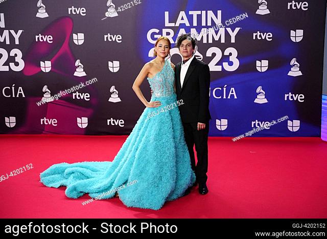 Majo Aguilar, Gilberto Cerezo attends the red carpet during the 24th Annual Latin GRAMMY Awards at FIBES on November 16, 2023 in Seville, Spain