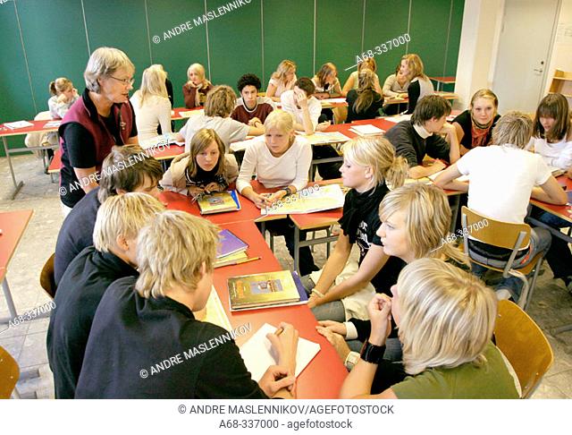 Pupils in high school in Falkenberg. Sweden