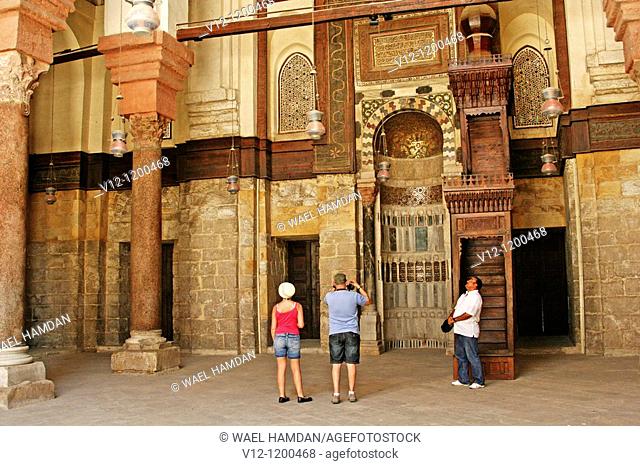 tourists at Madrasa Mausoleum of Sultan Qalawun, Cairo, Egypt