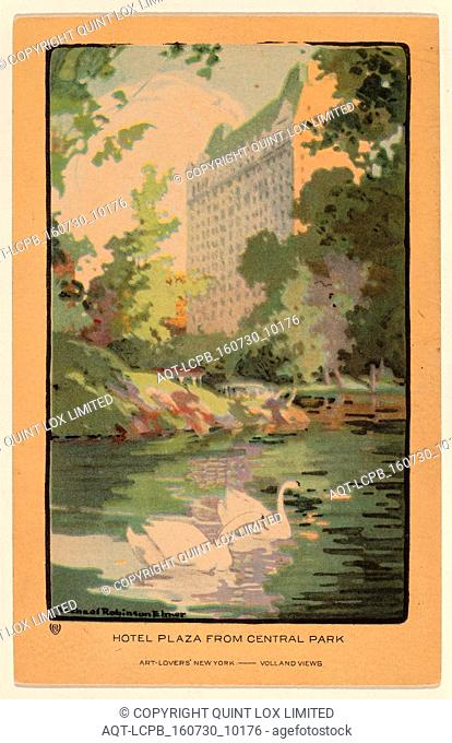 Rachael Robinson Elmer, Hotel Plaza from Central Park, American, 1878 - 1919, 1914, halftone offset lithograph