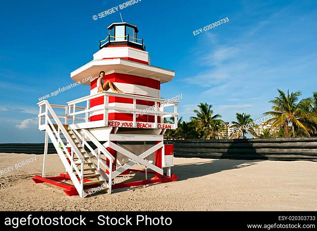 Lifeguard Stand In South Beach Miami, Florida