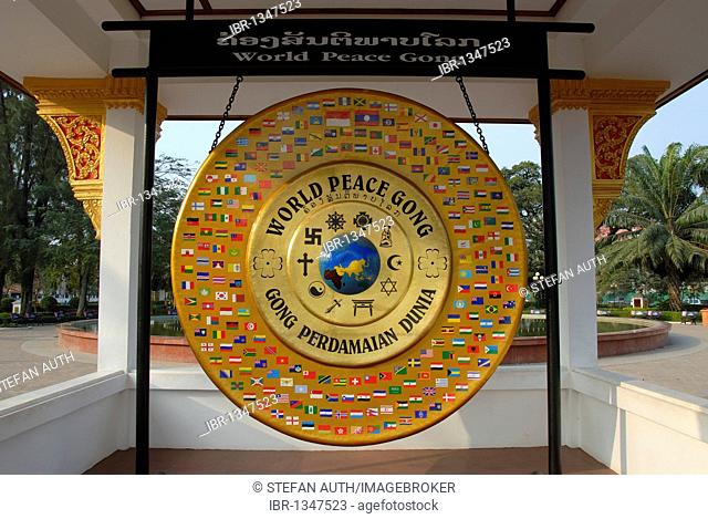 World Peace Gong, Vientiane, Laos, Southeast Asia, Asia