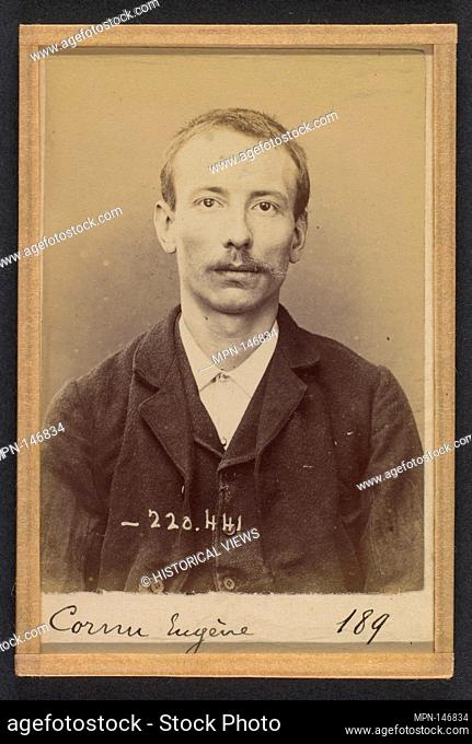 Cornu. Eugène. 25 ans, né à Paris XXe le 27/3/94. Cordonnier. Anarchiste. 2/7/94. Artist: Alphonse Bertillon (French, 1853-1914); Date: 1894; Medium: Albumen...