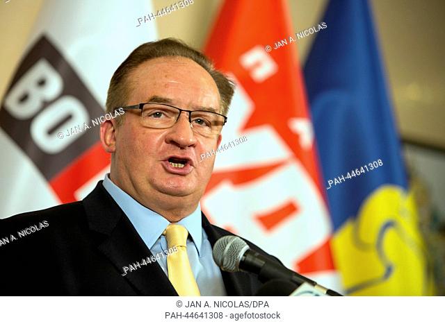 Polish politician and EU parliamentarian Jacek Saryusz-Wolski speaks at a press conference in Kiev, Ukraine, 07 December 2013