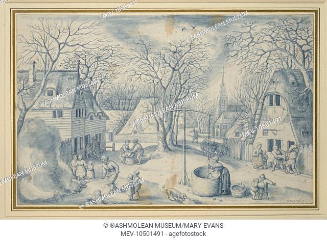 A village scene: Winter. Jacques Savery (c. 1565 - 1603)