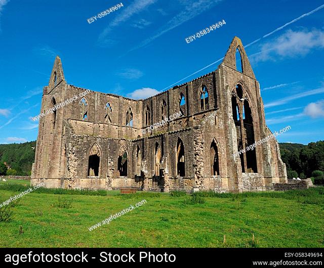 Tintern Abbey (Abaty Tyndyrn in Welsh) ruins in Tintern, UK