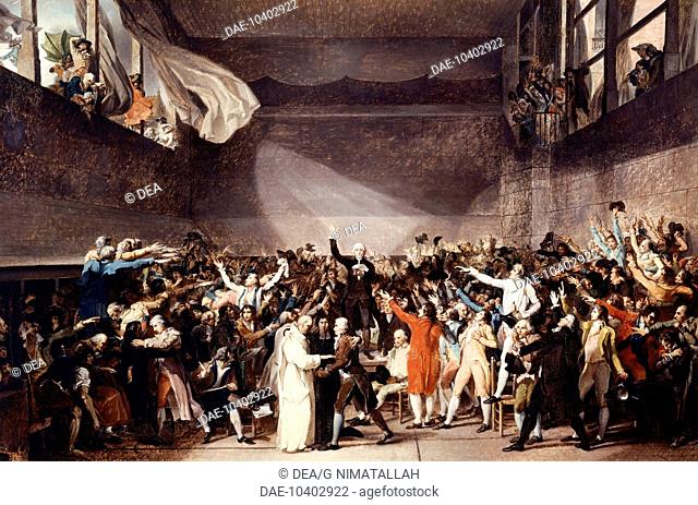 Tennis Court Oath in Versailles on June 20, 1789, 1784-1794, by Jacques-Louis David (1748-1825), oil on canvas, 65x88.70 cm