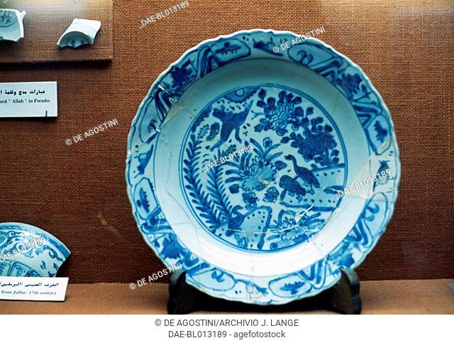 Chinese production plate found in Julfar, Ras al-Khaymah, United Arab Emirates, 15th century.  Ras Al Khaimah, Ras Al Khaimah National Museum