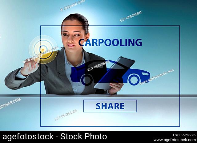 Businesswoman in carpooling and carsharing concept
