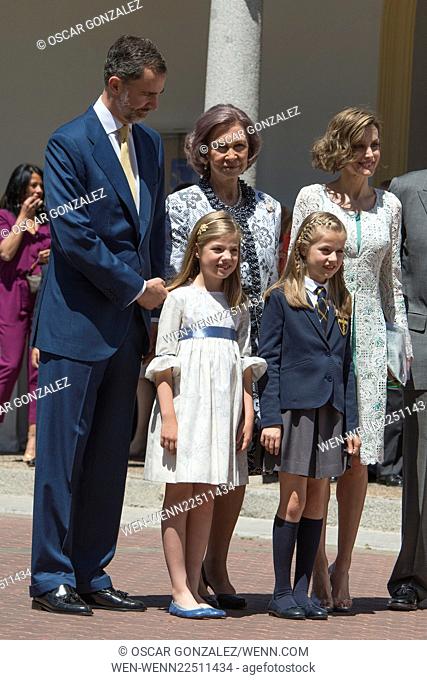 First Communion of Princess Leonor of Spain at the Asuncion de Nuestra Senora Church Featuring: King Felipe VI of Spain, Princess Sofia of Spain, Queen Sofia