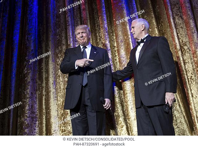 United States President-Elect Donald Trump and Vice President-Elect Gov. Mike Pence (R-IN) arrive together to deliver remarks at the Chairman's Global Dinner