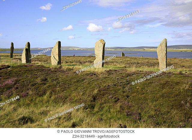 Ring of standing stones at Brodgar, Orkney, Scotland, Highlands, United Kingdom