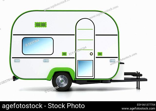 Caravan isolated on white background. 3D illustration