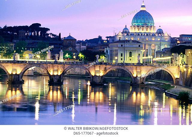 St. Peter's Basilica and St.'Angelo Bridge. Vatican City. Rome. Italy