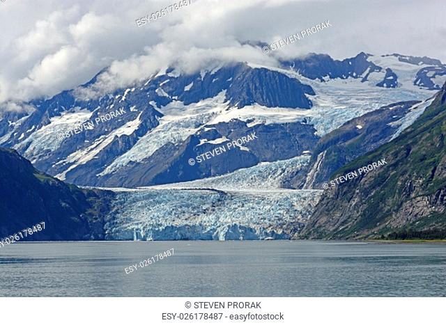 Surprise Glacier Coming out of the Mountains in Prince William Sound in Alaska