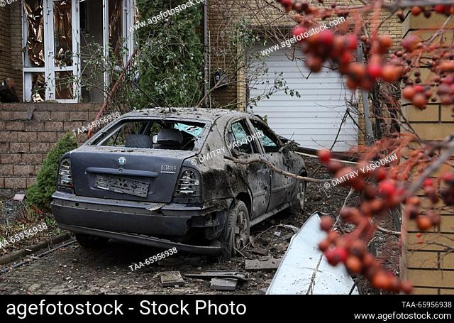 RUSSIA, DONETSK - DECEMBER 21, 2023: A view of a car damaged in a shelling attack by the Ukrainian Armed Forces. Dmitry Yagodkin/TASS