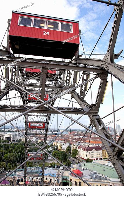 view out of a gondola at the Vienna Giant Ferris Wheel at the Prater, Austria, Vienna, Vienna
